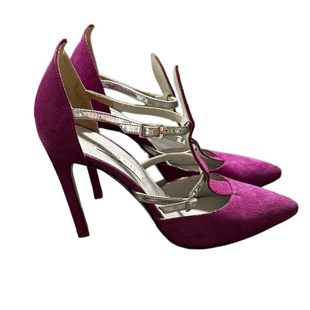 Gio Diev Snakeskin Print‎ Pointed Buckle Stiletto High Heels Size 39